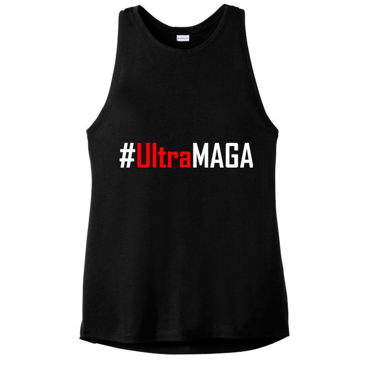 Hashtag Ultra MAGA USA United States Of America Ladies PosiCharge Tri-Blend Wicking Tank