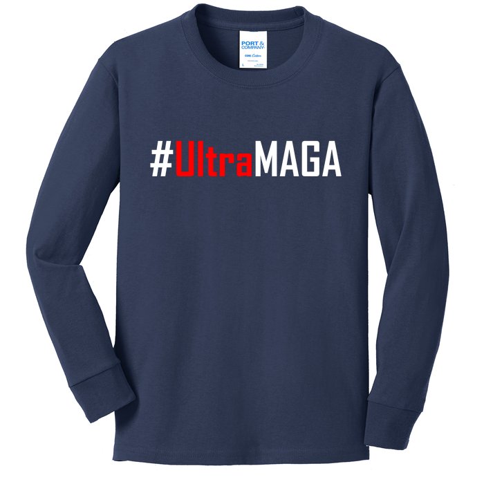 Hashtag Ultra MAGA USA United States Of America Kids Long Sleeve Shirt