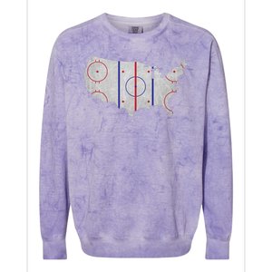 Hockey USA Map Colorblast Crewneck Sweatshirt