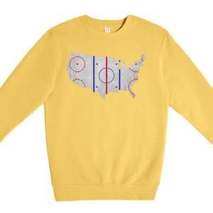 Hockey USA Map Premium Crewneck Sweatshirt