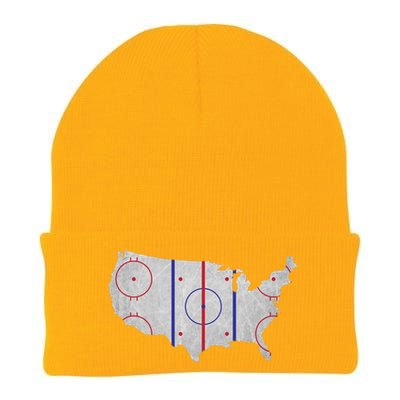 Hockey USA Map Knit Cap Winter Beanie