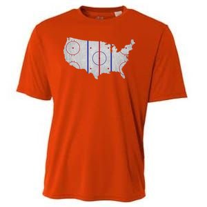 Hockey USA Map Cooling Performance Crew T-Shirt