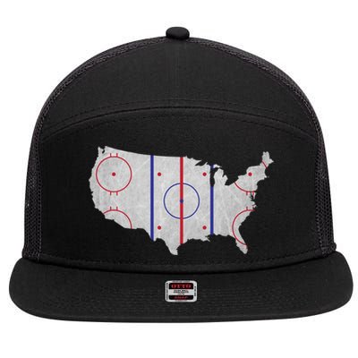 Hockey USA Map 7 Panel Mesh Trucker Snapback Hat