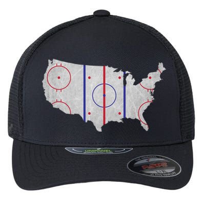 Hockey USA Map Flexfit Unipanel Trucker Cap