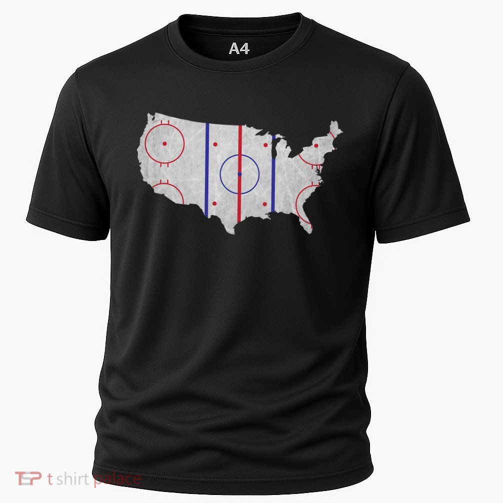Hockey USA Map Cooling Performance Crew T-Shirt
