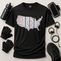 Hockey USA Map Cooling Performance Crew T-Shirt