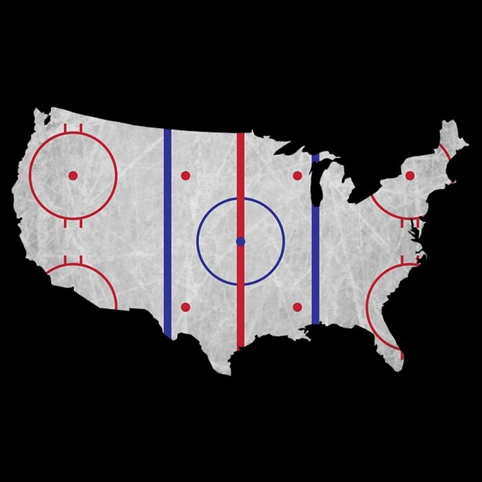 Hockey USA Map Cooling Performance Crew T-Shirt