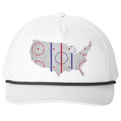 Hockey USA Map Snapback Five-Panel Rope Hat