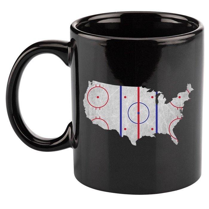 Hockey USA Map 11oz C Handle Ceramic Mug