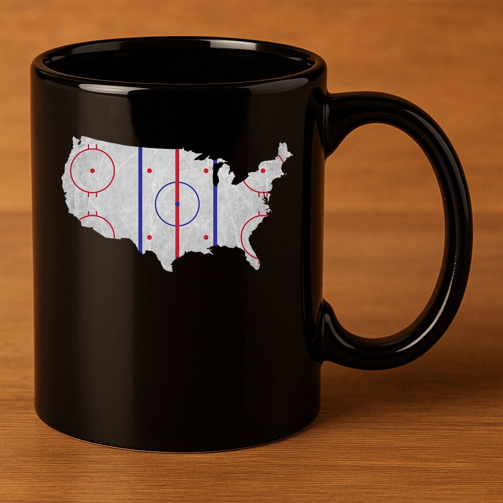 Hockey USA Map 11oz C Handle Ceramic Mug