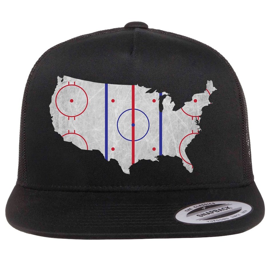 Hockey USA Map Flat Bill Trucker Hat