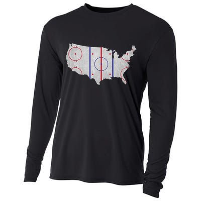 Hockey USA Map Cooling Performance Long Sleeve Crew