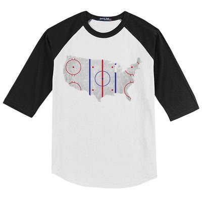Hockey USA Map Kids Colorblock Raglan Jersey