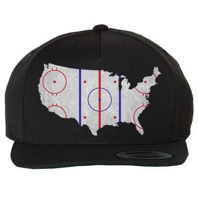 Hockey USA Map Wool Snapback Cap