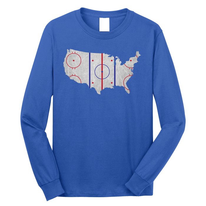 Hockey USA Map Long Sleeve Shirt