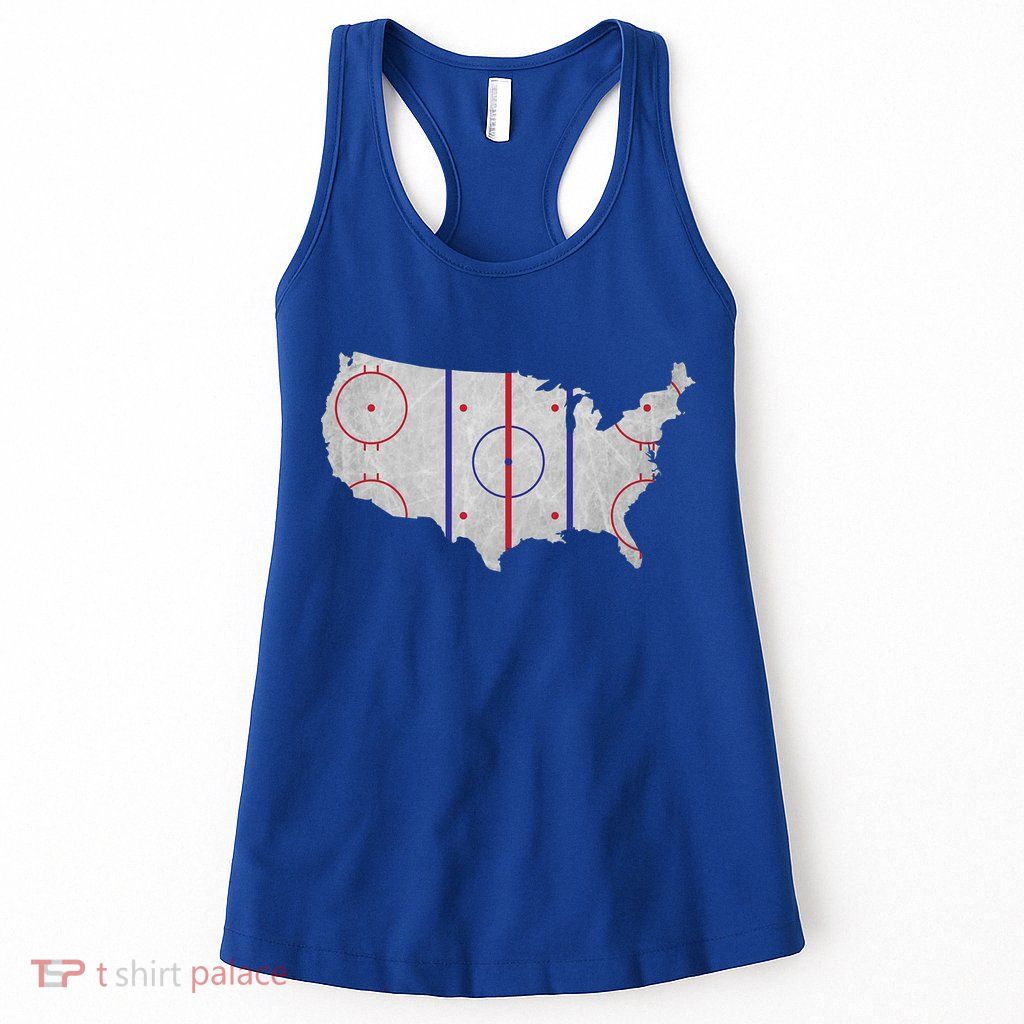 Hockey USA Map Womens Tank Top