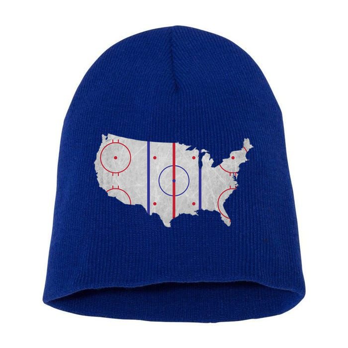 Hockey USA Map Short Acrylic Beanie