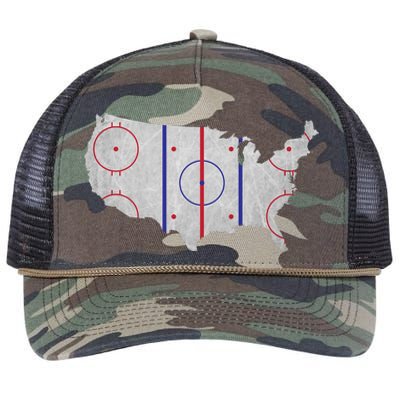 Hockey USA Map Retro Rope Trucker Hat Cap