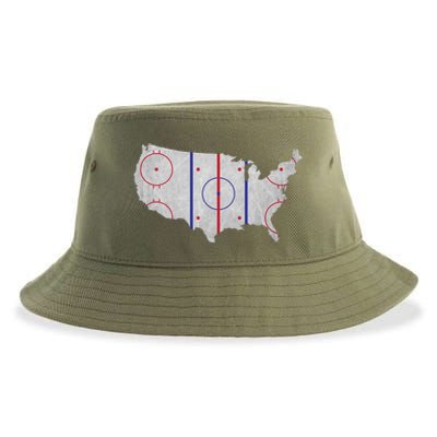 Hockey USA Map Sustainable Bucket Hat