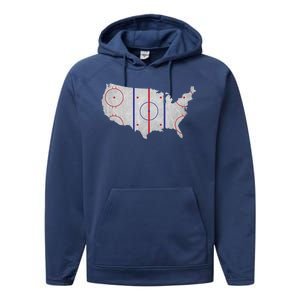 Hockey USA Map Performance Fleece Hoodie