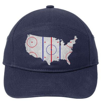 Hockey USA Map 7-Panel Snapback Hat