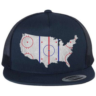 Hockey USA Map Flat Bill Trucker Hat