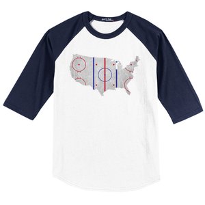 Hockey USA Map Baseball Sleeve Shirt