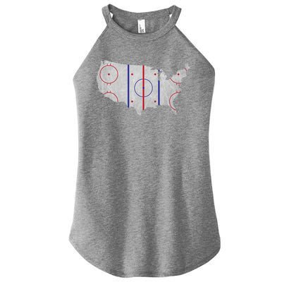 Hockey USA Map Women’s Perfect Tri Rocker Tank