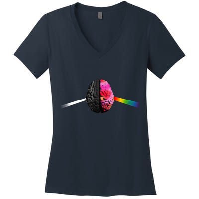 Human Brain Gay Rainbow Women's V-Neck T-Shirt