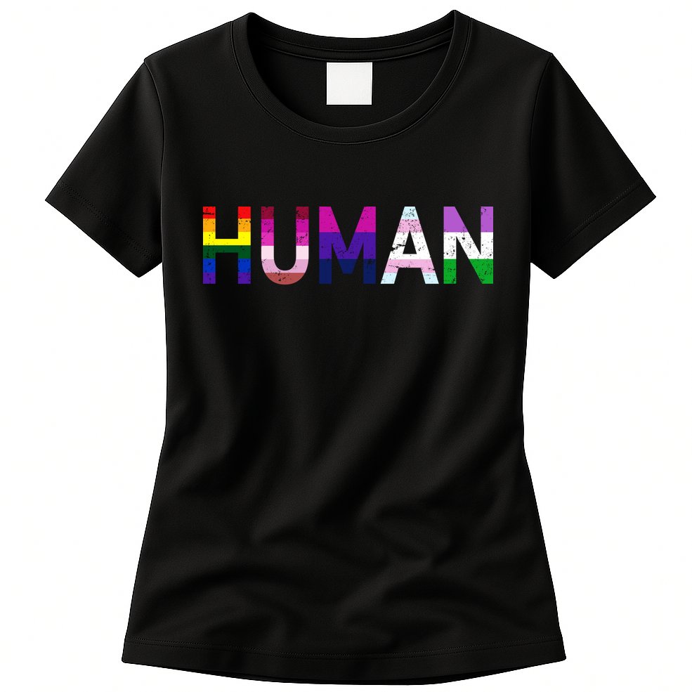 Human Flag LGBT Gay Pride Womens T-Shirt