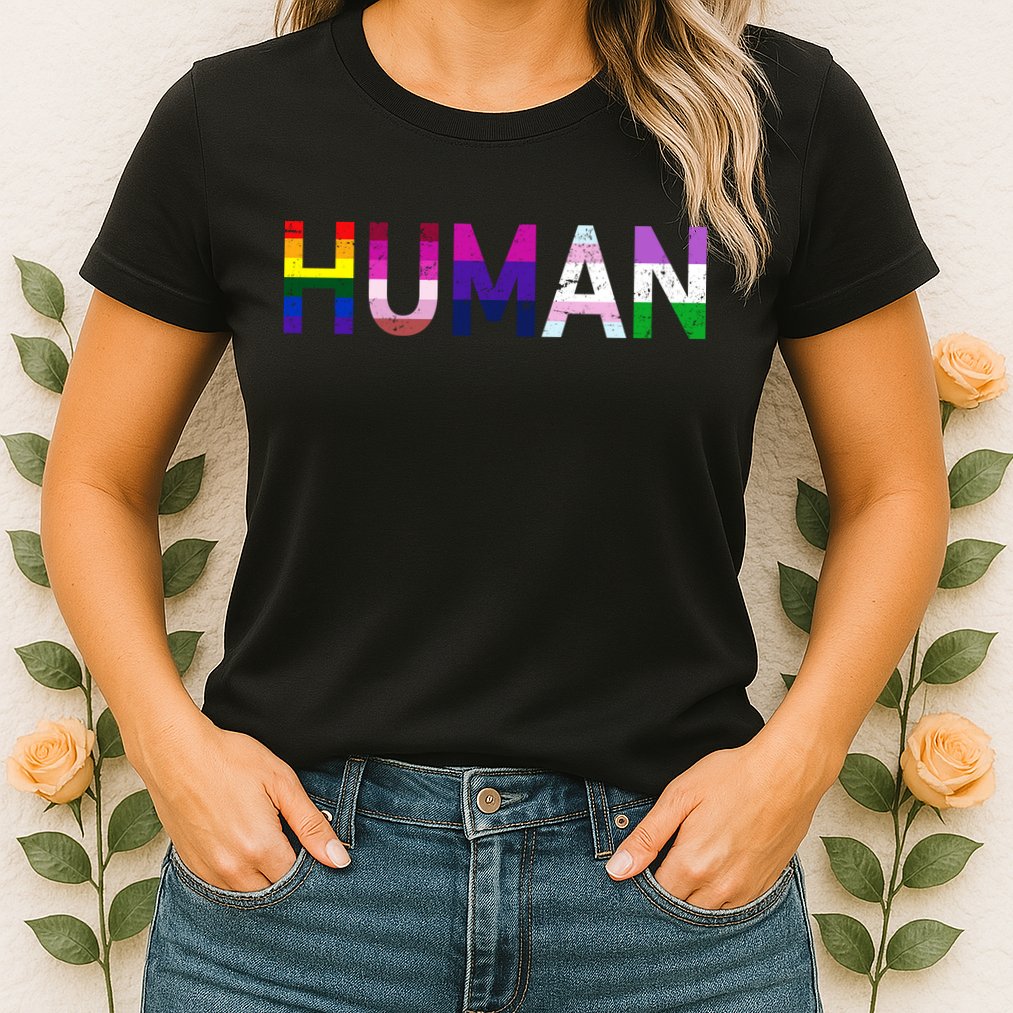 Human Flag LGBT Gay Pride Womens T-Shirt