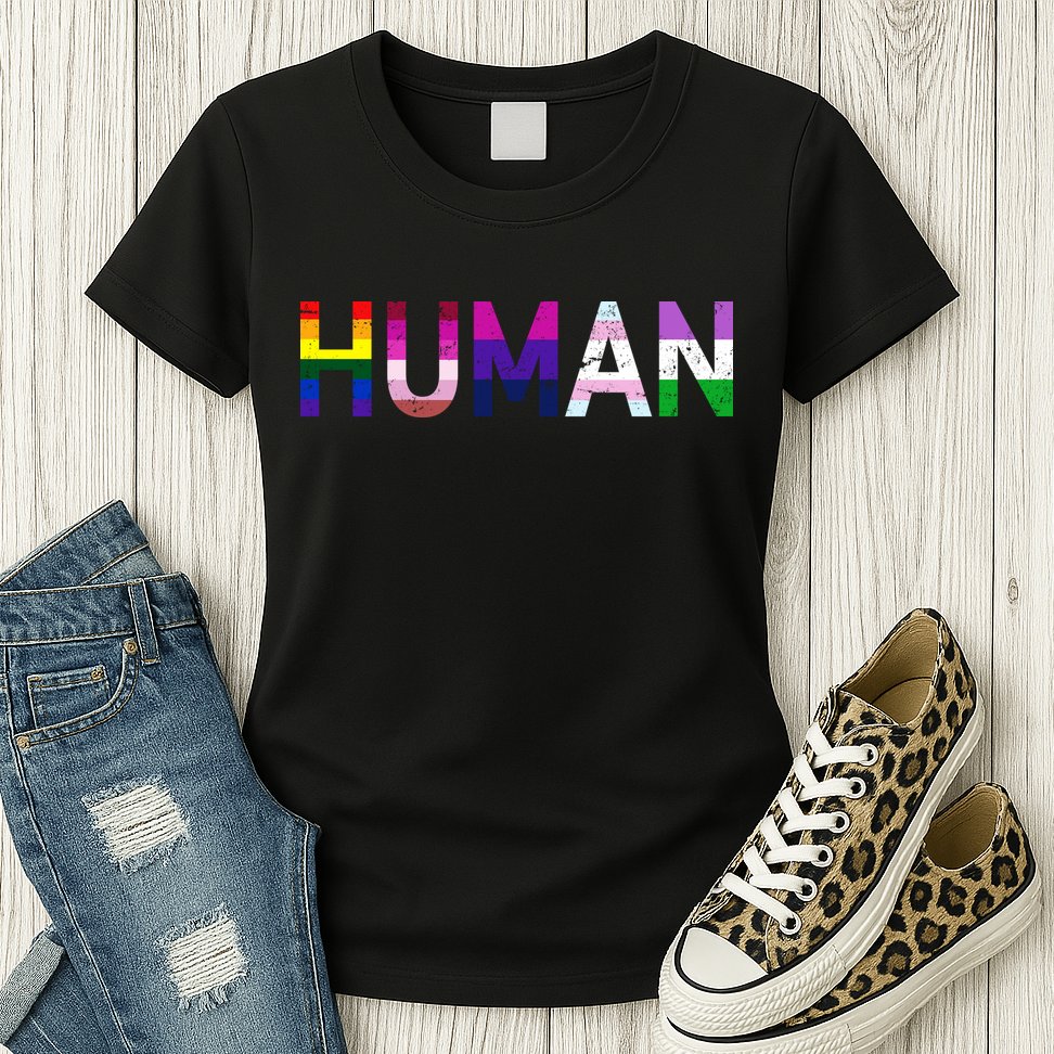 Human Flag LGBT Gay Pride Womens T-Shirt