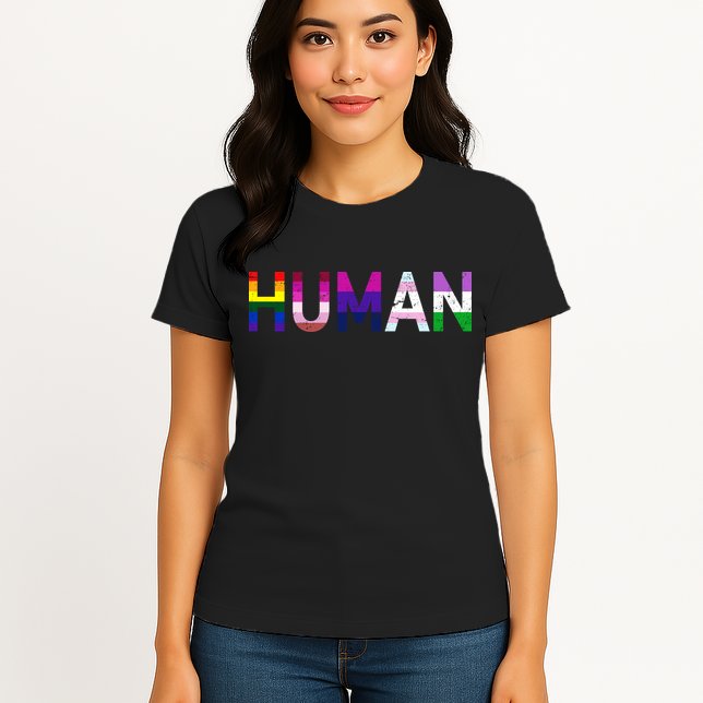 Human Flag LGBT Gay Pride Womens T-Shirt
