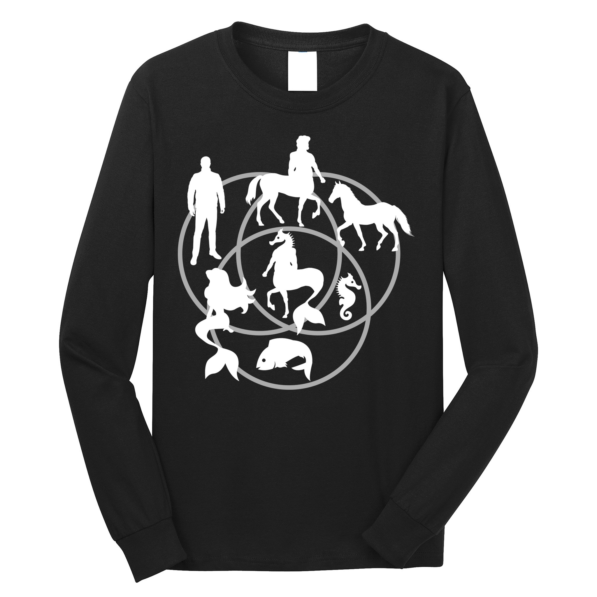 Human Horse Fish Venn Diagram Long Sleeve Shirt