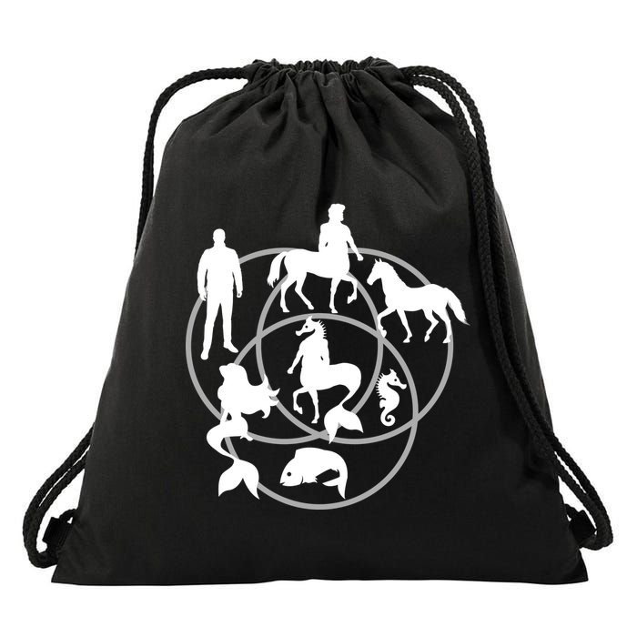 Human Horse Fish Venn Diagram Drawstring Bag