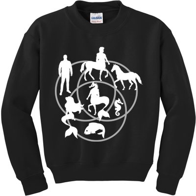 Human Horse Fish Venn Diagram Kids Sweatshirt