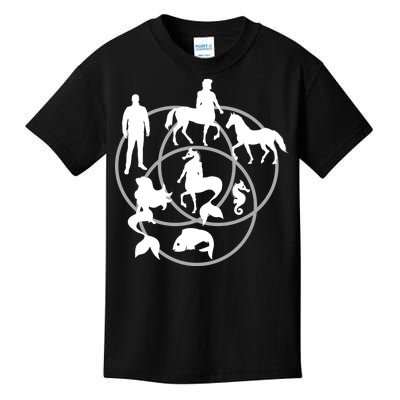 Human Horse Fish Venn Diagram Kids T-Shirt