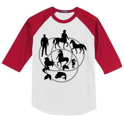 Human Horse Fish Venn Diagram Kids Colorblock Raglan Jersey