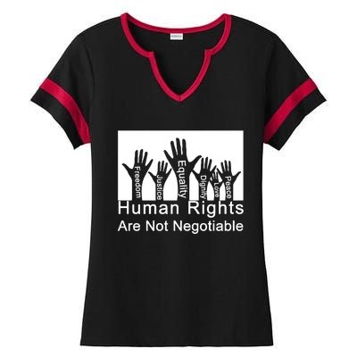 Human Rights Are Not Negotiable Ladies Halftime Notch Neck Tee