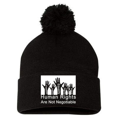 Human Rights Are Not Negotiable Pom Pom 12in Knit Beanie