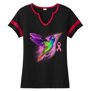 Humming Bird Breast Cancer Awareness Ladies Halftime Notch Neck Tee