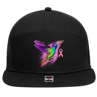 Humming Bird Breast Cancer Awareness 7 Panel Mesh Trucker Snapback Hat