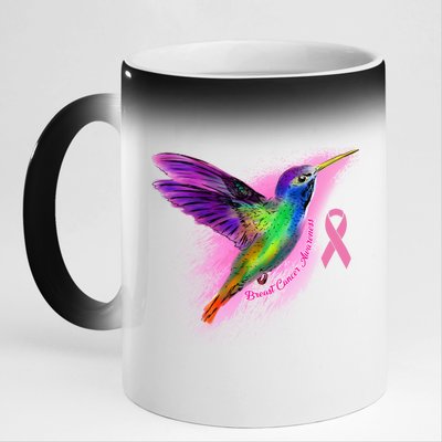 Humming Bird Breast Cancer Awareness 11oz Black Color Changing Mug