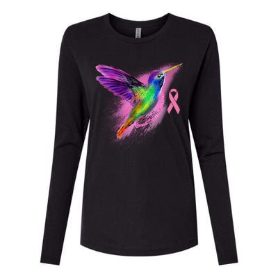 Humming Bird Breast Cancer Awareness Womens Cotton Relaxed Long Sleeve T-Shirt