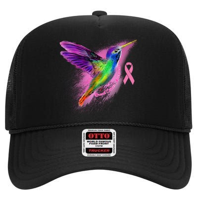 Humming Bird Breast Cancer Awareness High Crown Mesh Back Trucker Hat