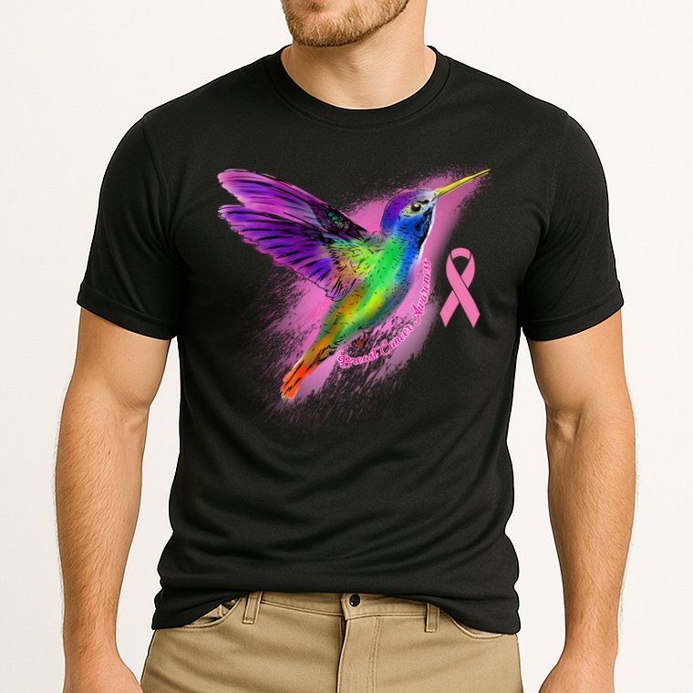 Humming Bird Breast Cancer Awareness Cooling Performance Crew T-Shirt