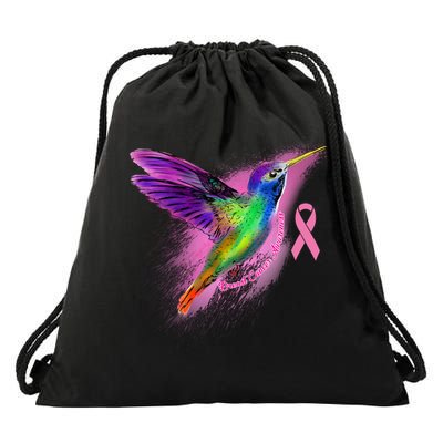 Humming Bird Breast Cancer Awareness Drawstring Bag