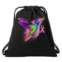 Humming Bird Breast Cancer Awareness Drawstring Bag