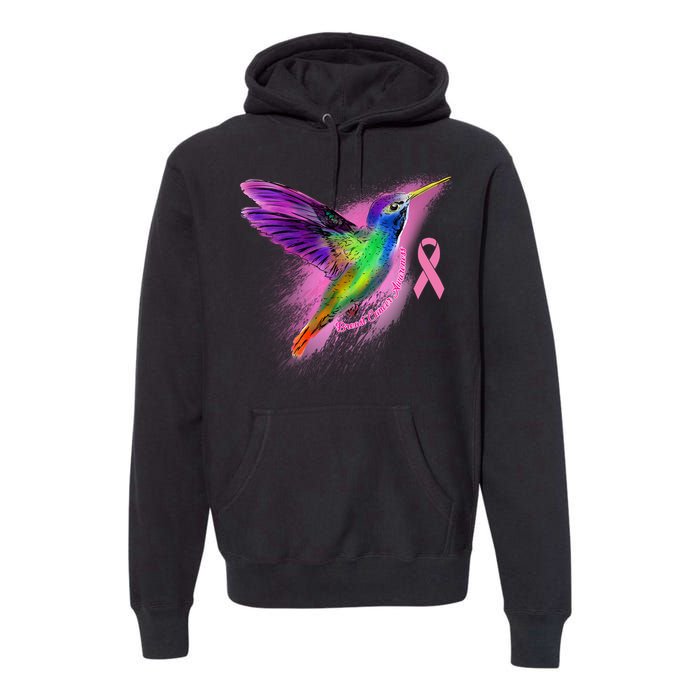 Humming Bird Breast Cancer Awareness Premium Hoodie