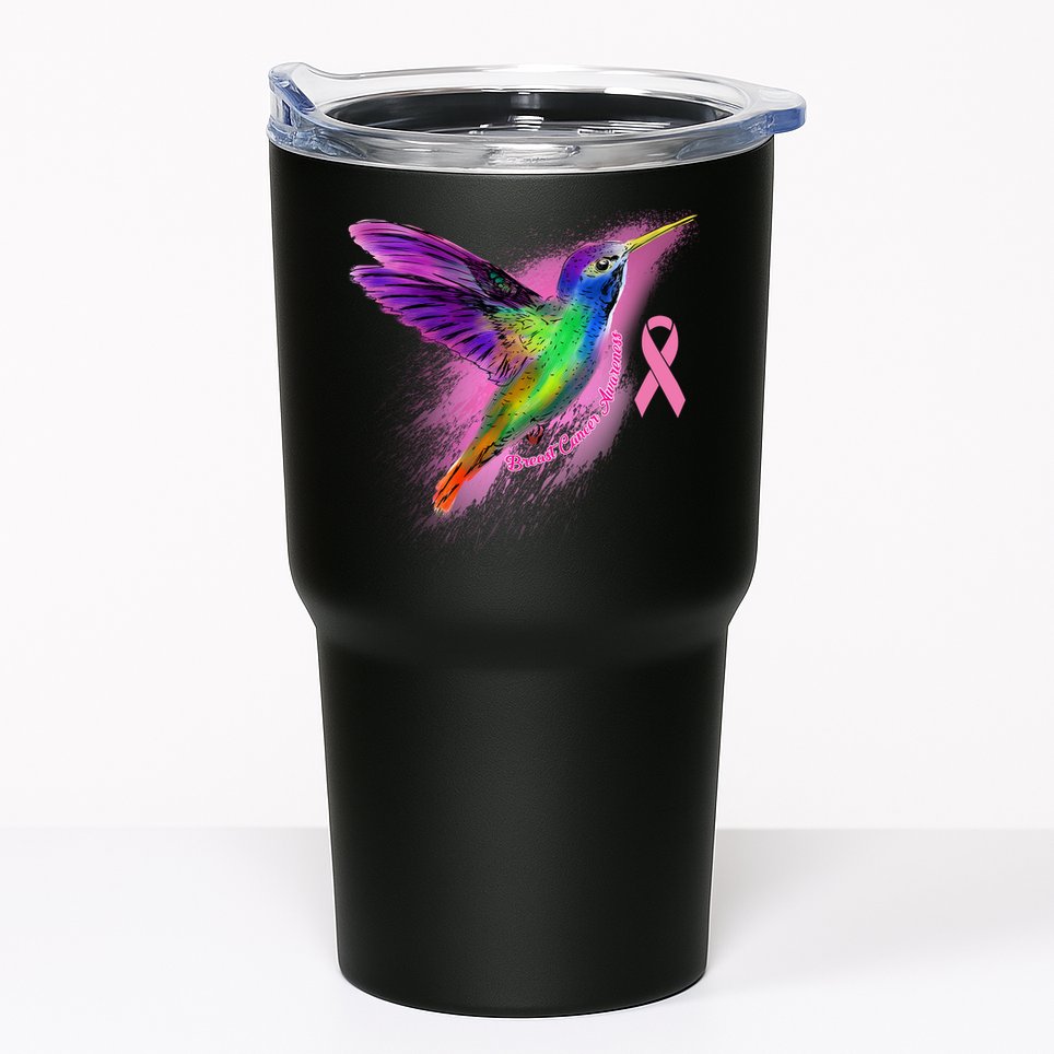 Humming Bird Breast Cancer Awareness Tumbler